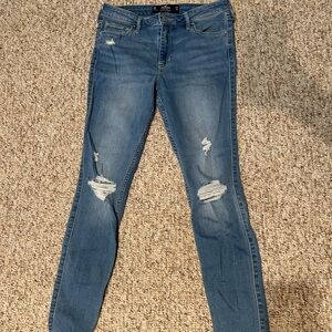 Hollister Blue Skinny Jeans with Distressed Details